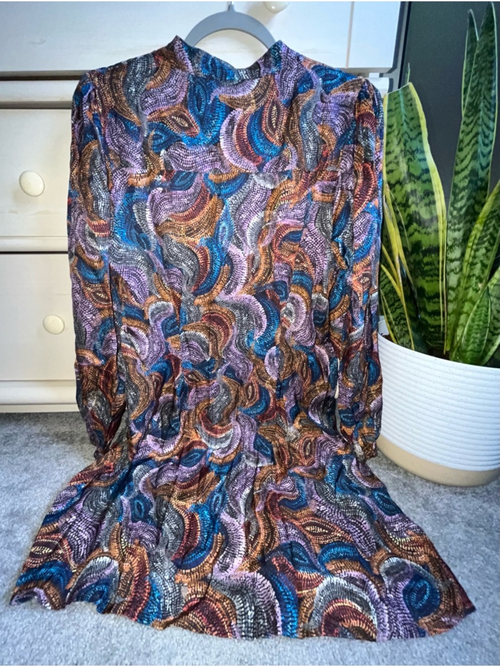 NWT Anthropologie /Self Contrast Saige L/S Mini Dress L - Picture 4 of 6